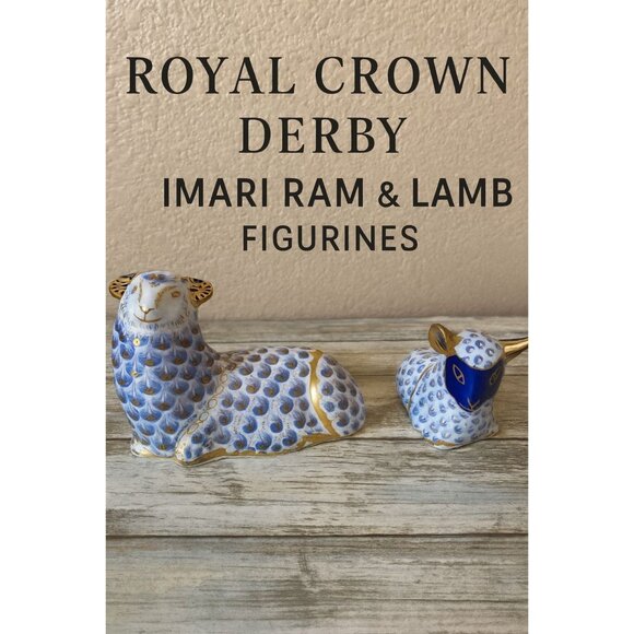 1994 Royal Crown Derby Imari Ram & Lamb Paperweights – Gold Stopper Bone China - Picture 1 of 16